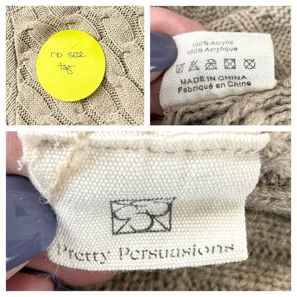 Pretty Persuasions Cape Sweater Women's L/XL Tan Fall Winter Weather Cottagecore - Picture 6 of 6